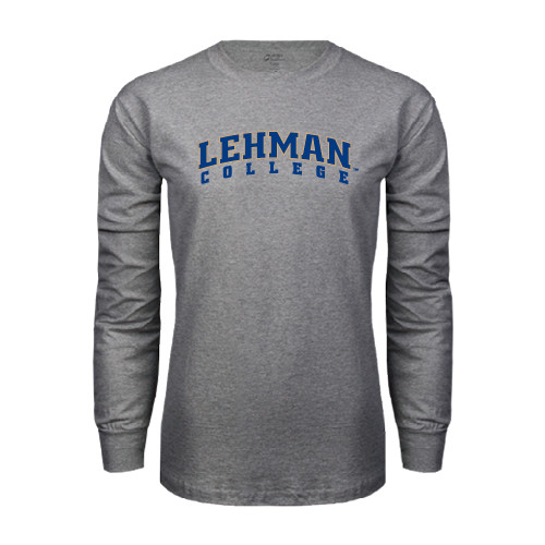 College Grey Long Sleeve T Shirt-LC Lehman College Lightning Stacked