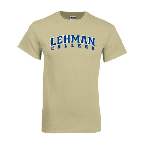 College Khaki Gold T Shirt-Lehman College Softball