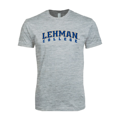 College Next Level Heather Grey SoftStyle T Shirt-LC Lehman College Lightning Stacked
