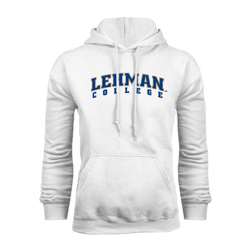 College White Fleece Hoodie-LC Lehman College Lightning Stacked