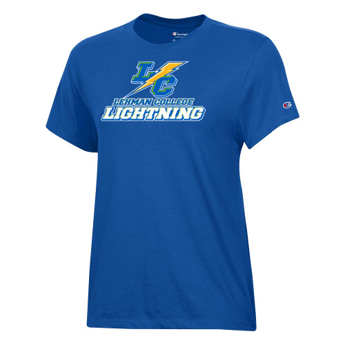 Champion Womens Royal Core Short Sleeve Tee-LC Lehman College Lightning Stacked