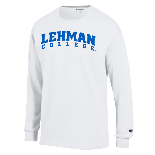Champion White Long Sleeve T Shirt-Arched Lehman College