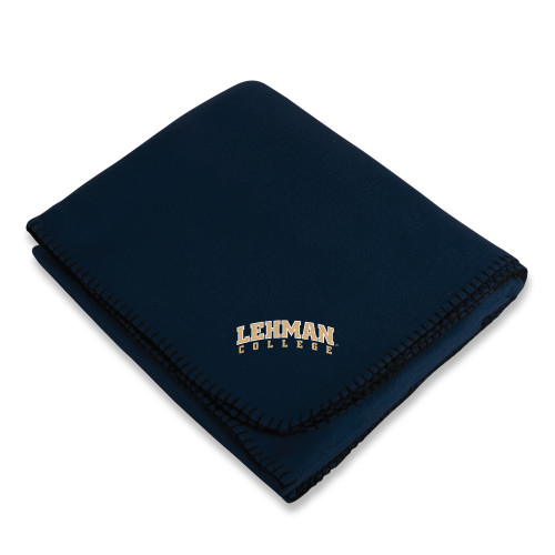 College Navy Arctic Fleece Blanket-Arched Lehman College