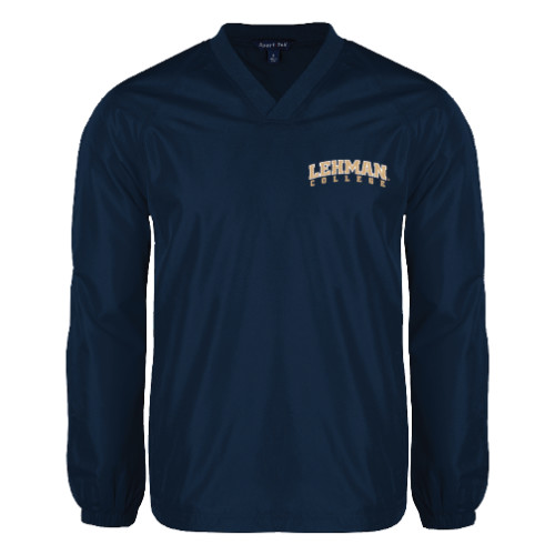 College Navy V Neck Raglan Windshirt-Arched Lehman College