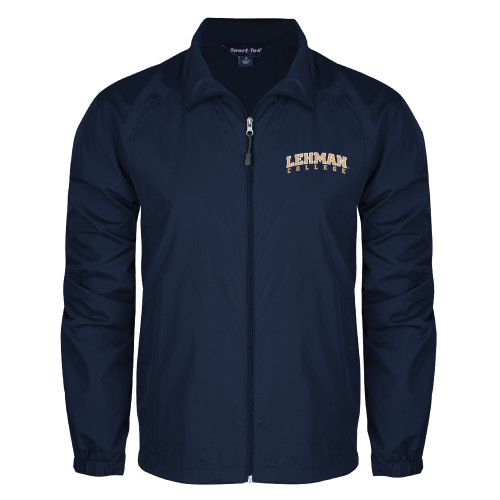 College Navy Full Zip Wind Jacket-Arched Lehman College