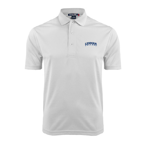 College White Dry Mesh Polo-LC Lehman College Lightning Stacked