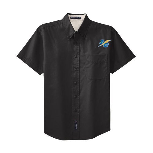 Black Twill Button Down Short Sleeve-LC Mark