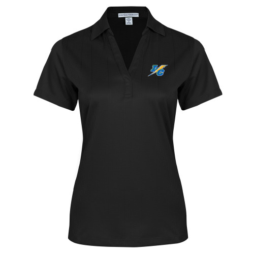 Womens Black Performance Fine Jacquard Polo-LC Mark