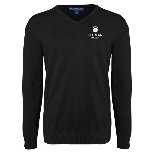 Black VNeck Sweater-Lehman College Stacked