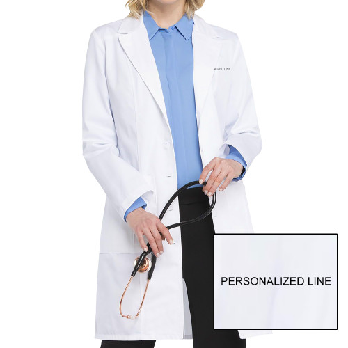 Womens 37in Cherokee White Lab Coat-BLANK LOGO FOR LAB COATS