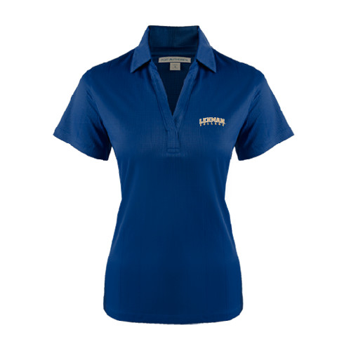 College Womens Navy Performance Fine Jacquard Polo-Arched Lehman College