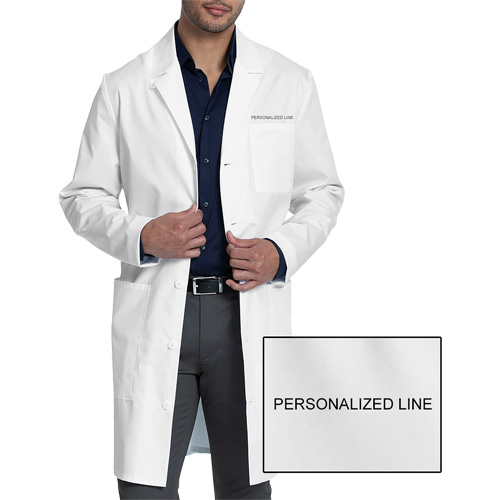 Mens 40in White Stretch Twill Lab Coat-BLANK LOGO FOR LAB COATS