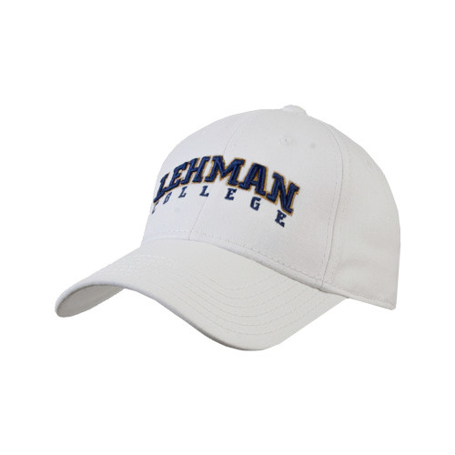 College White Structured Adjustable Pro Style Hat-LC Lehman College Lightning Stacked