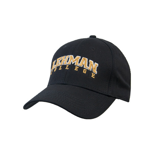 College Black Structured Adjustable Pro Style Hat-Arched Lehman College