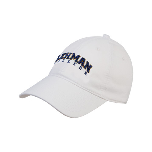 College White Unstructured Adjustable Low Profile Hat-LC Lehman College Lightning Stacked