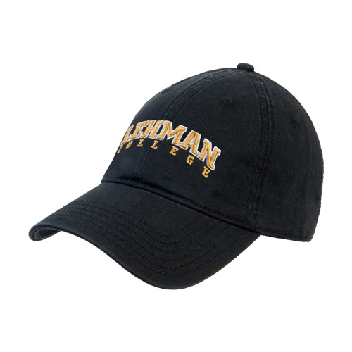 College Black Unstructured Adjustable Low Profile Hat-Arched Lehman College