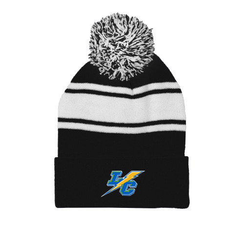 Royal/White Two Tone Knit Pom Beanie w/Cuff-LC Mark