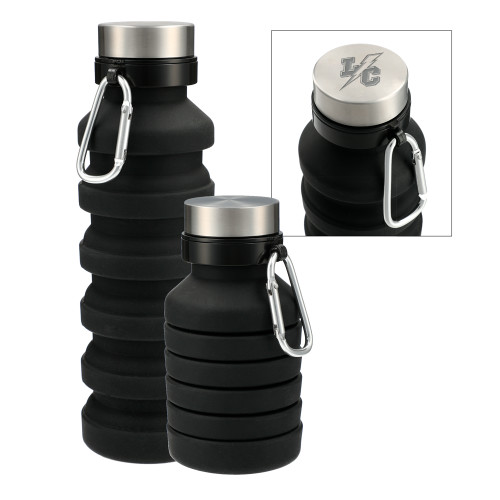 Zigoo Silicone Collapsible Black Bottle 18oz-LC Mark Engraved