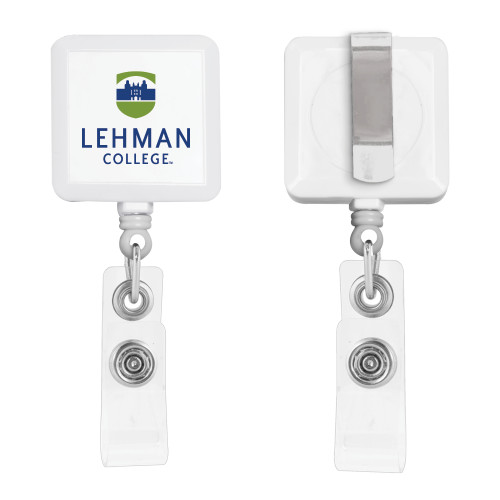 College White Square Retractable Badge Holder-University Mark