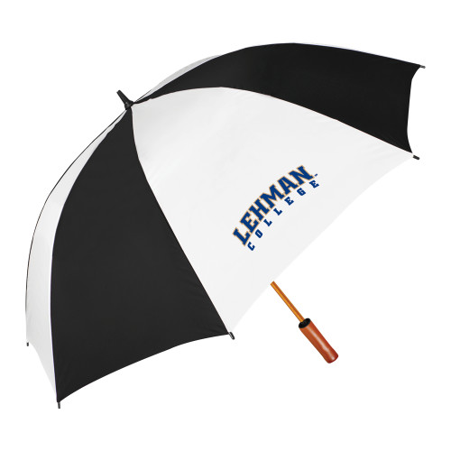 College 64 Inch Black/White Umbrella-LC Lehman College Lightning Stacked