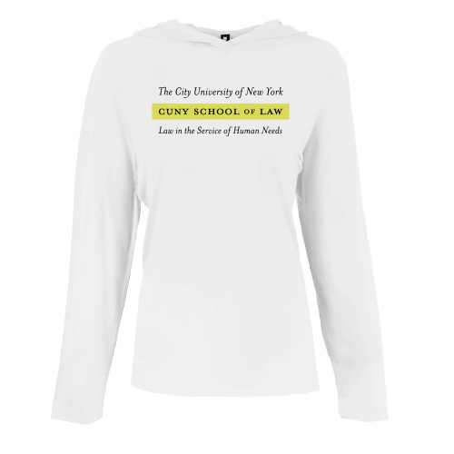 Womens White Long Sleeve Hooded Tee-Official Logo