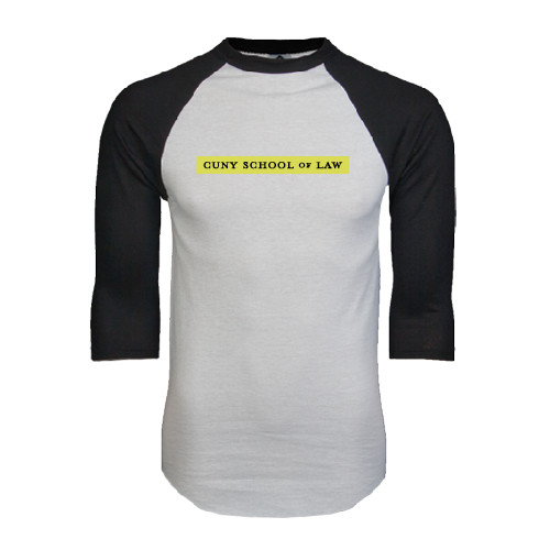 White/Black Raglan Baseball T Shirt-CUNY School of Law