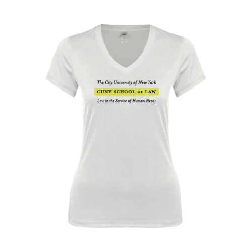 Next Level Womens White Ideal V Tee-Official Logo