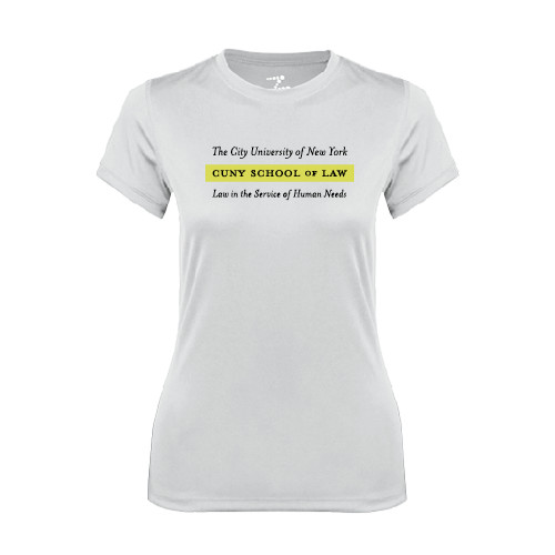 Womens White Performance Tee-Official Logo