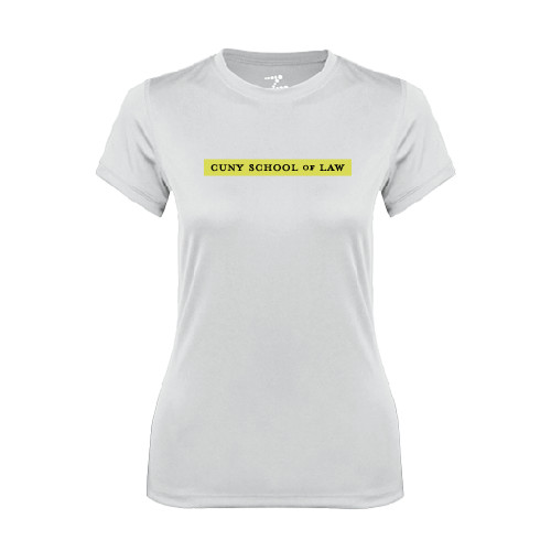 Womens White Performance Tee-CUNY School of Law