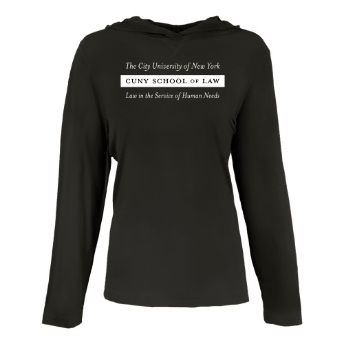 Womens Black Long Sleeve Hooded Tee-Official Logo
