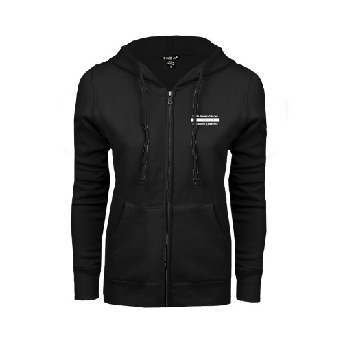 ENZA Womens Black Fleece Full Zip Hoodie-Official Logo