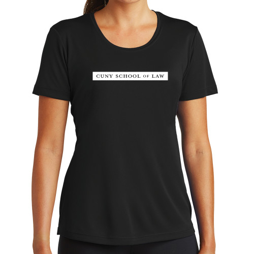 Womens Black Performance Tee-CUNY School of Law