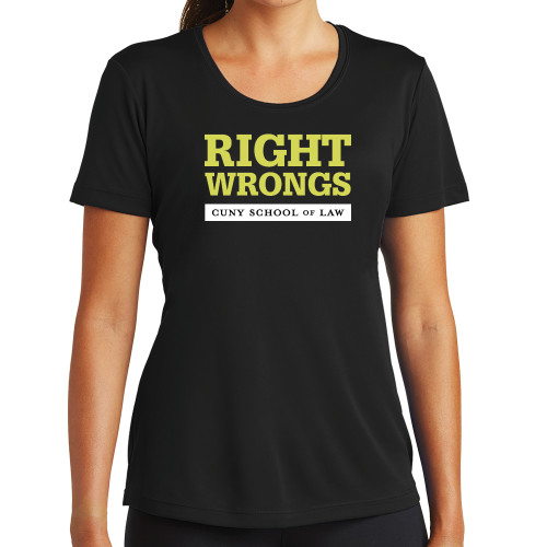 Womens Black Performance Tee-Right Wrongs
