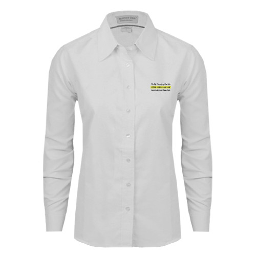 Womens White Oxford Shirt-Official Logo