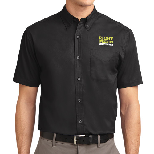 Black Twill Button Down Short Sleeve-Right Wrongs