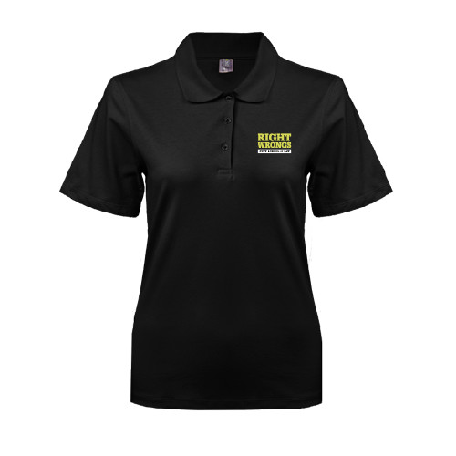Womens Silk Touch Black Pique Polo-Right Wrongs