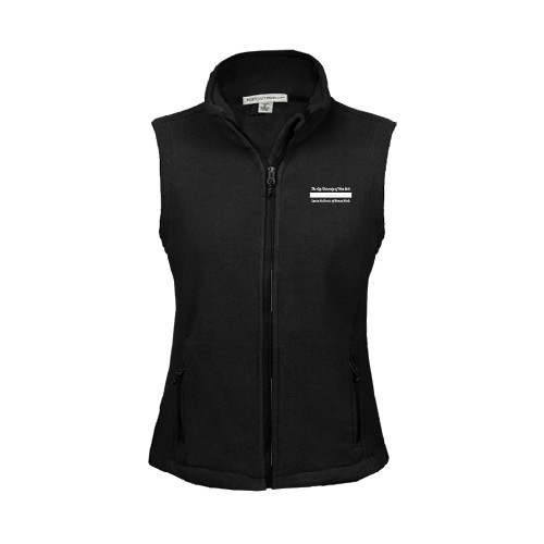 Womens Black Fleece Full Zip Vest-Official Logo