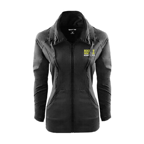 Womens Black Sport Wick Stretch Full Zip Jacket-Right Wrongs