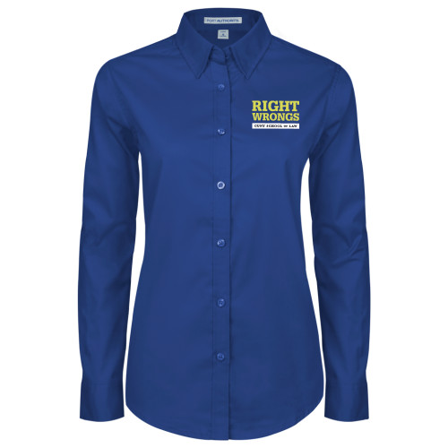 Womens Royal Twill Button Down Long Sleeve -Right Wrongs