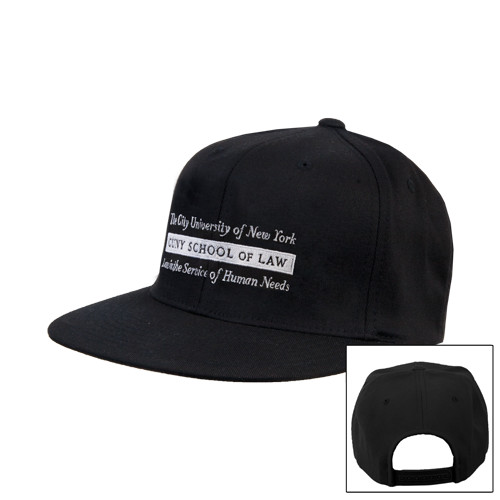 Black Flat Bill Snapback Hat-Official Logo