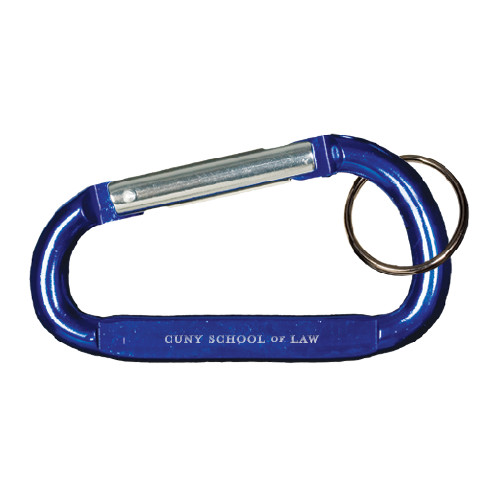 Blue Carabiner with Split Ring-CUNY School of Law Engraved
