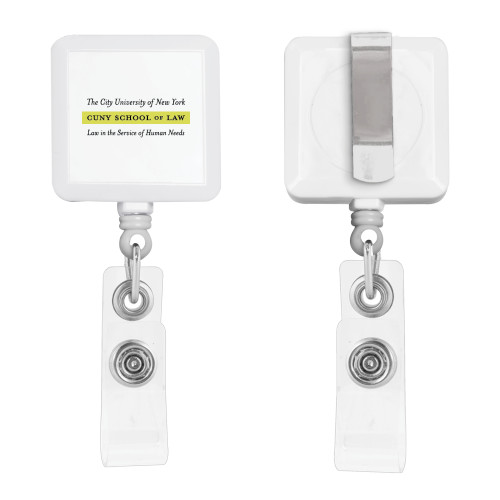 White Square Retractable Badge Holder-Official Logo