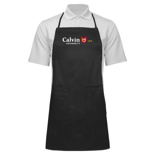  Full Length Black Apron - University Logo 1876 Horizontal