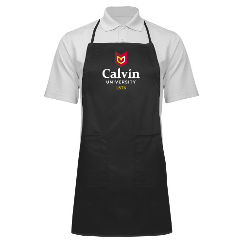  Full Length Black Apron - University Logo 1876 Vertical
