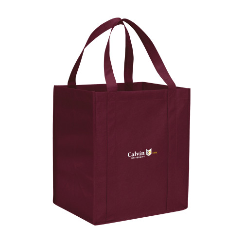  Non Woven Maroon Grocery Tote - University Logo 1876 Horizontal