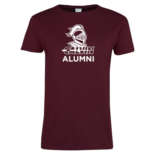  Womens Maroon Short Sleeve Tee - Alumni Knight Calvin