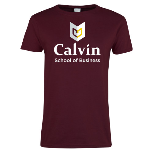  Womens Maroon Short Sleeve Tee - School of Business