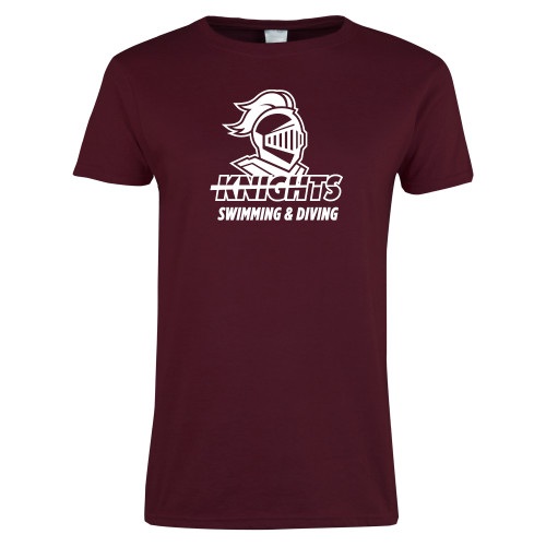  Womens Maroon Short Sleeve Tee - Knights Swimming and Diving