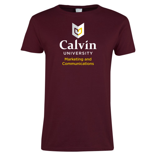  Womens Maroon Short Sleeve Tee - Marketing and Communications