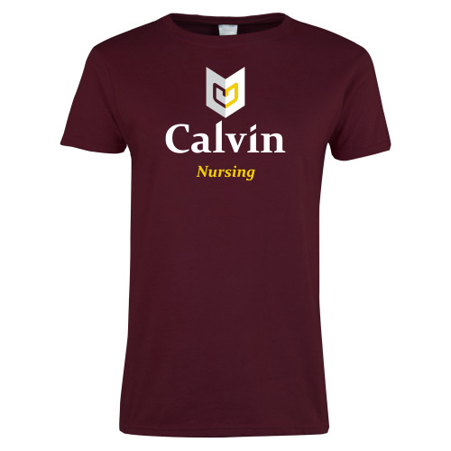  Womens Maroon Short Sleeve Tee - Nursing